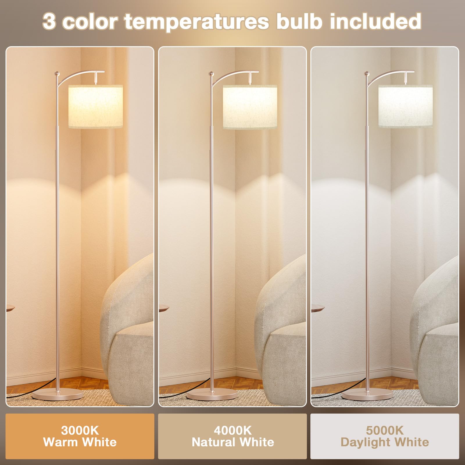 Ambimall light gold pole floor lamp adds elegant accent lighting for modern rooms.
