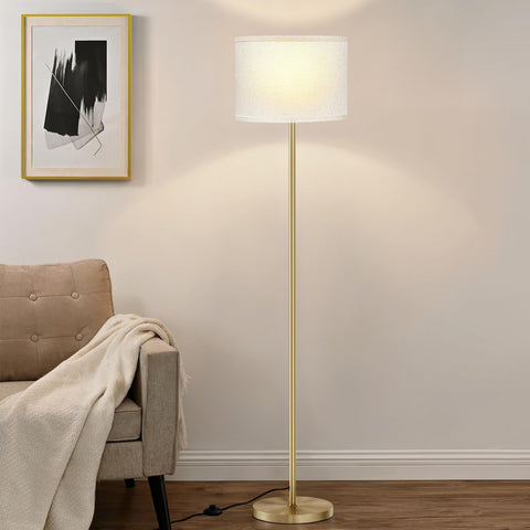 Ambimall modern floor lamp with beige shade for warm living spaces.