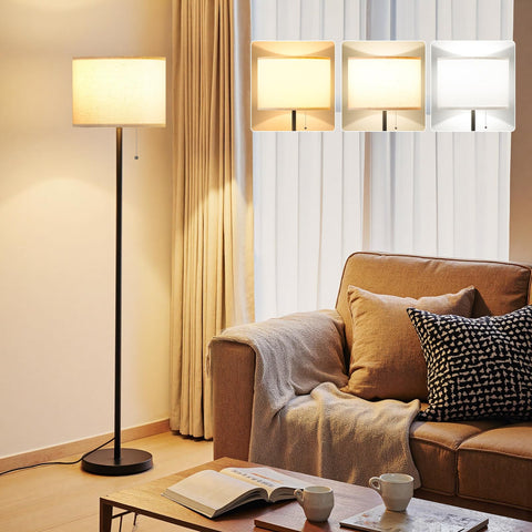Ambimall floor lamp with beige shade for warm living room lighting