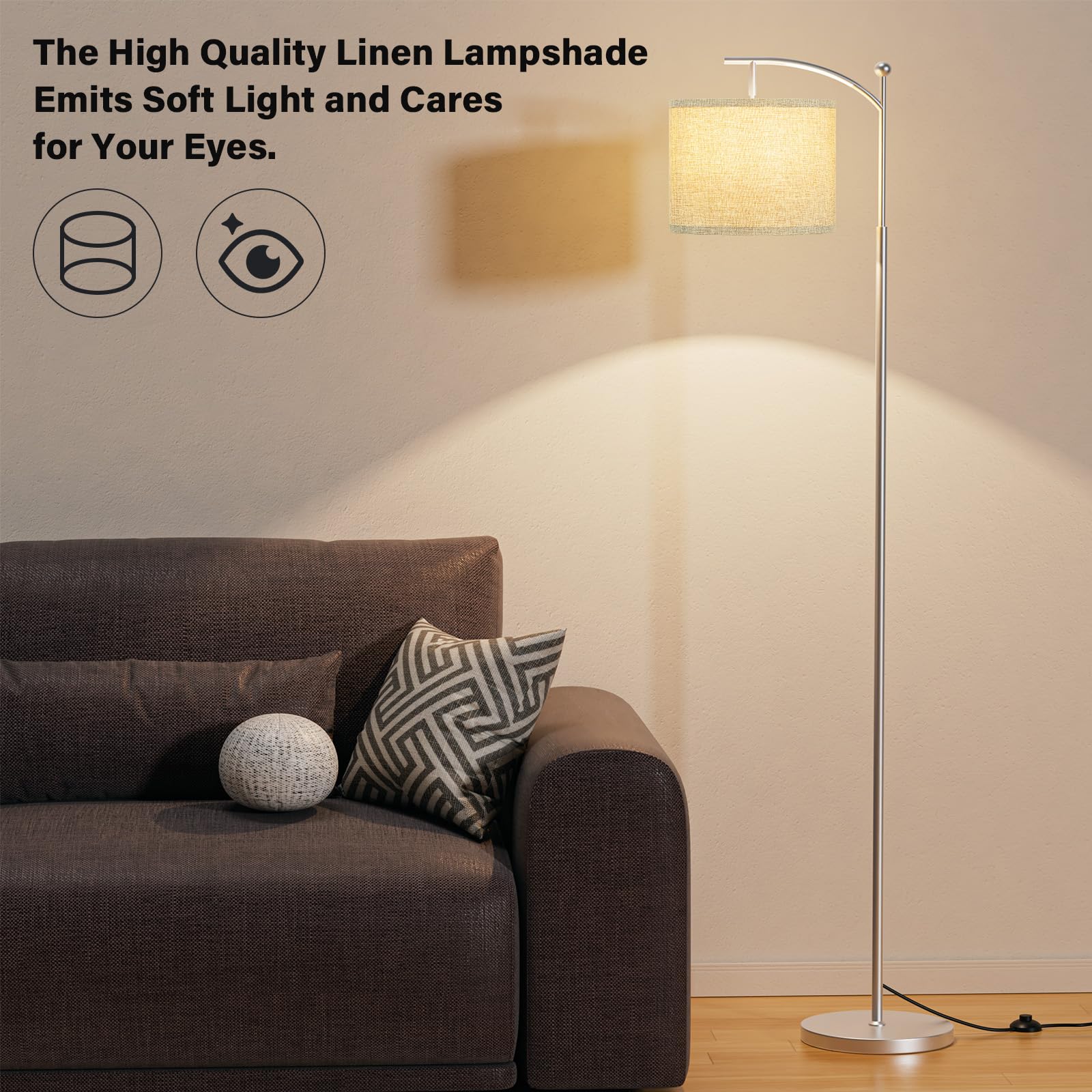 Pedal switch floor lamp offers hands-free on/off and temperature changes.