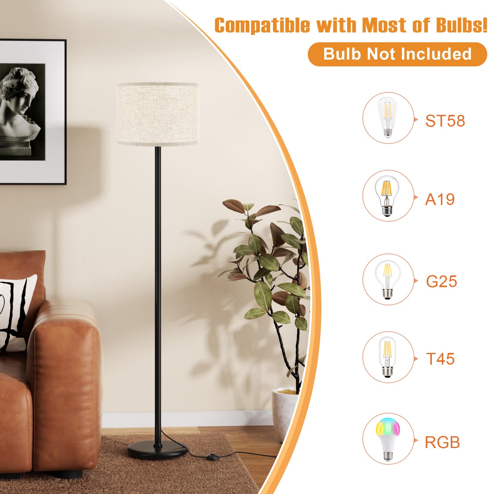 Slim-profile Ambimall floor lamp saving space beside sofa