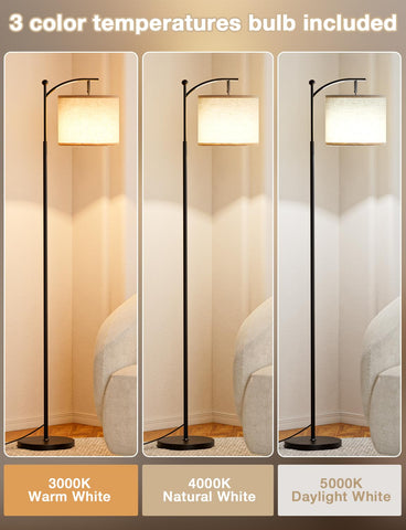 Ambimall tall floor lamp showing three color temperatures for flexible mood lighting, bulb included