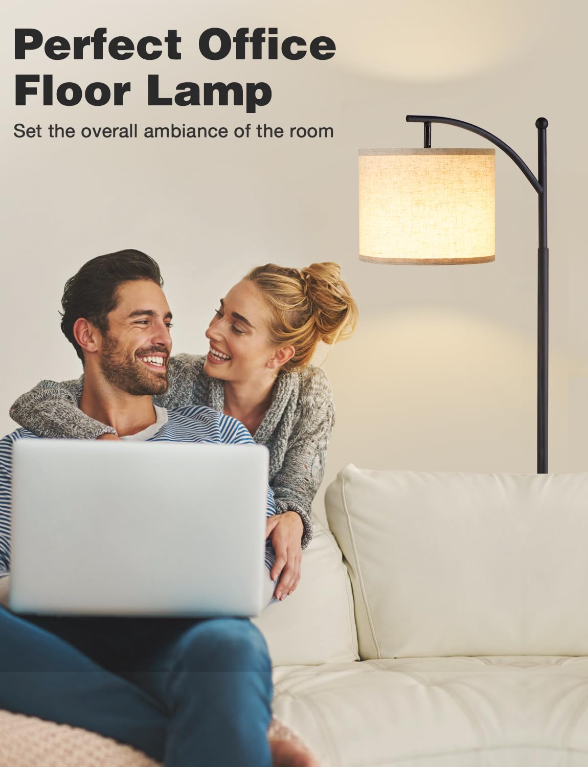 Ambimall tall lamp with black base complements modern decor