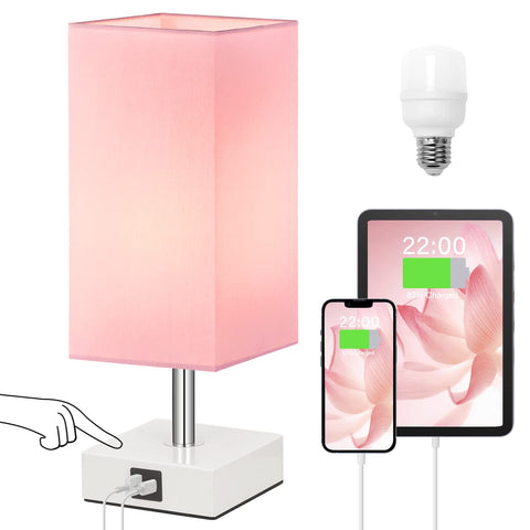 Ambimall touch-control lamp with pink shade, adjustable brightness.