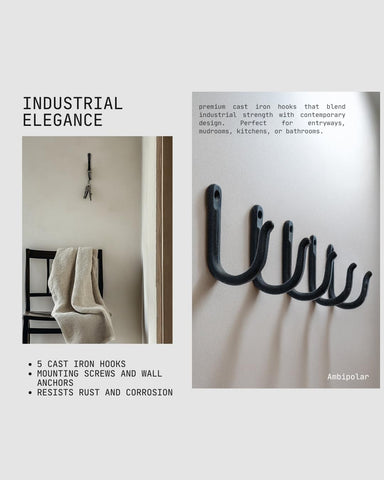 Ambipolar farmhouse-style black wall hook adds vintage charm and organization.