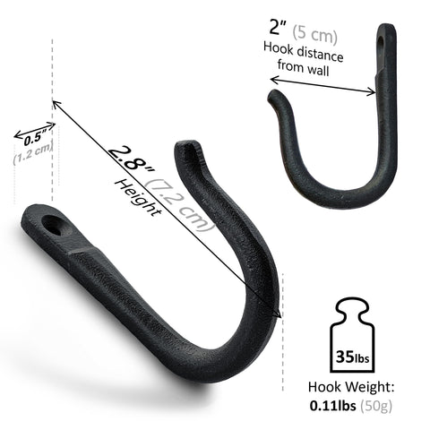 Ambipolar heavy-duty cast iron hook close-up shows durable construction.
