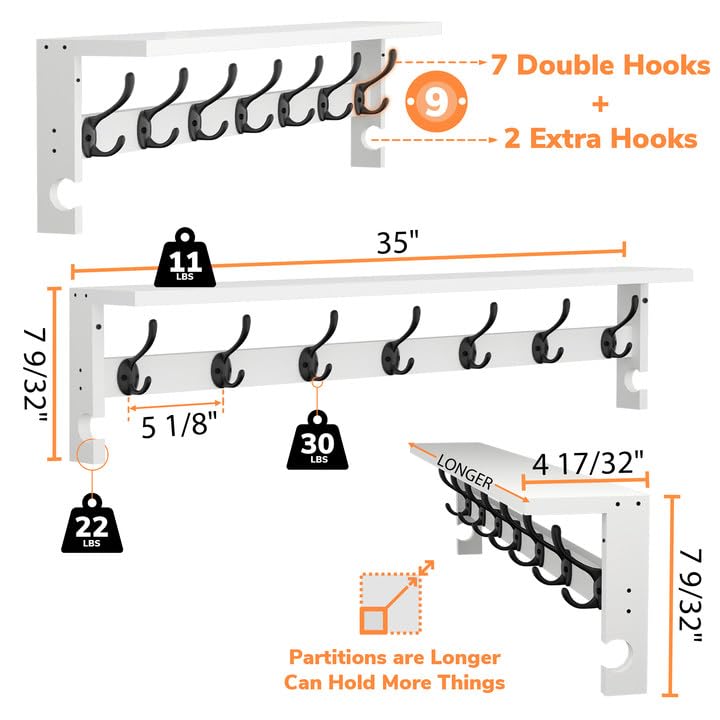 Ambird dual metal hooks provide secure hanging for coats and bags.