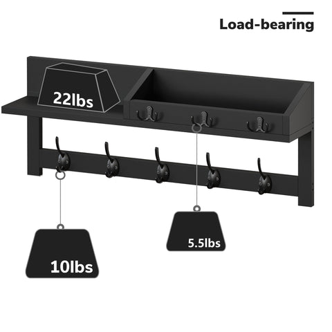 AMBIRD wall hooks with shelf easy-install hardware ensures simple mounting.
