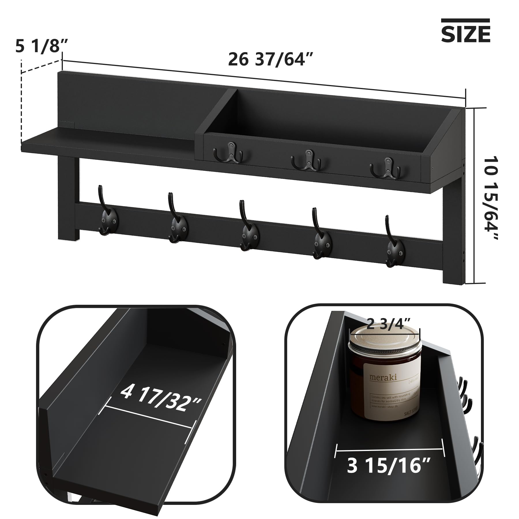 AMBIRD wall hooks with shelf entryway setup complements retro decor.
