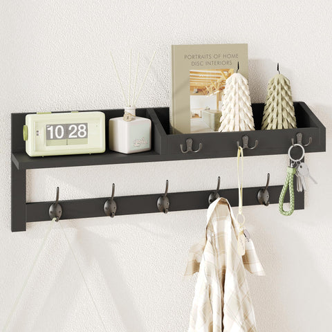 AMBIRD wall hooks with shelf front view for organized entryway storage.