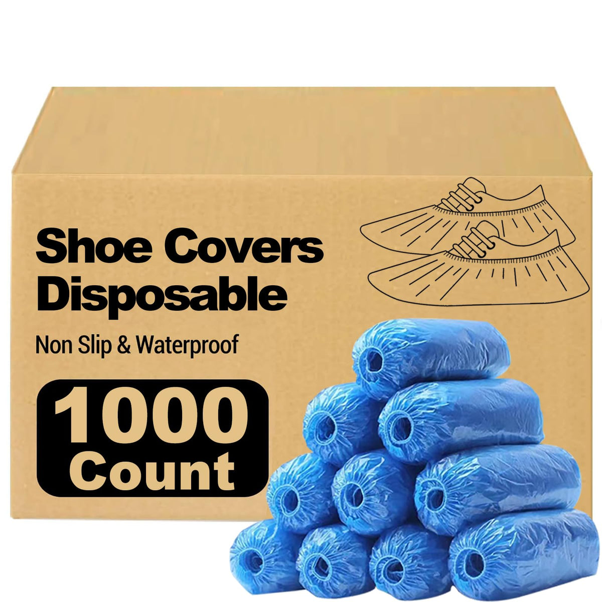 Amedall 1000-piece shoe covers pack suitable for bulk events and facilities.