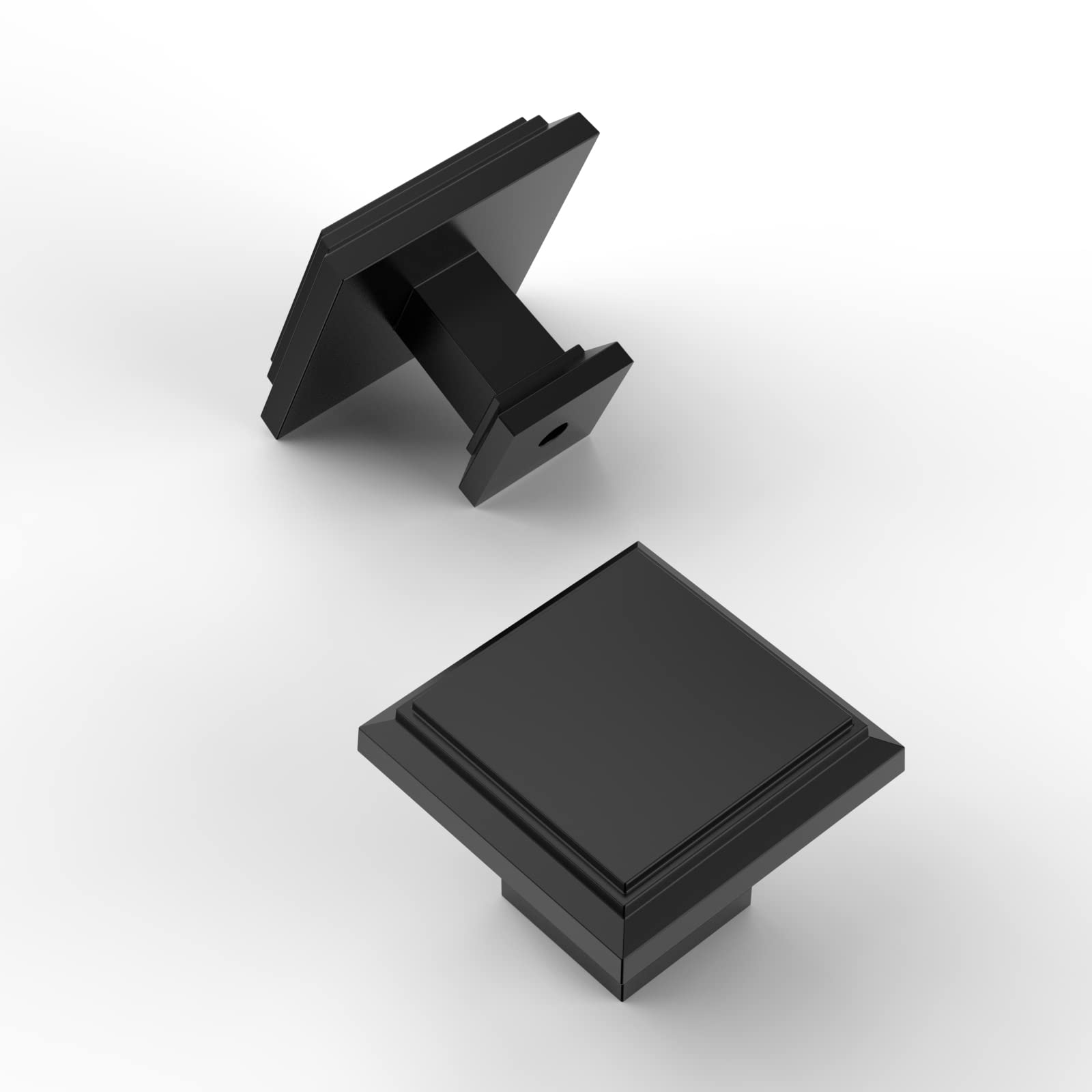 Amerdeco 10-pack matte black square cabinet knob for drawers adds modern flair.