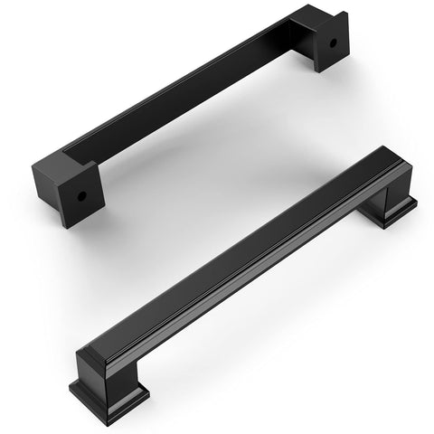 Amerdeco 10-pack matte black pulls for modern kitchen cabinets.