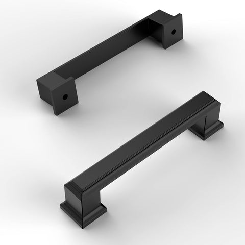 Amerdeco 10-pack matte black cabinet pulls, front view, upgrade kitchen cabinets with a modern finish.