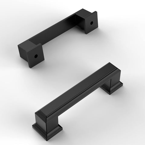 Amerdeco 10-pack matte black cabinet pulls front view adds sleek modern kitchen appeal