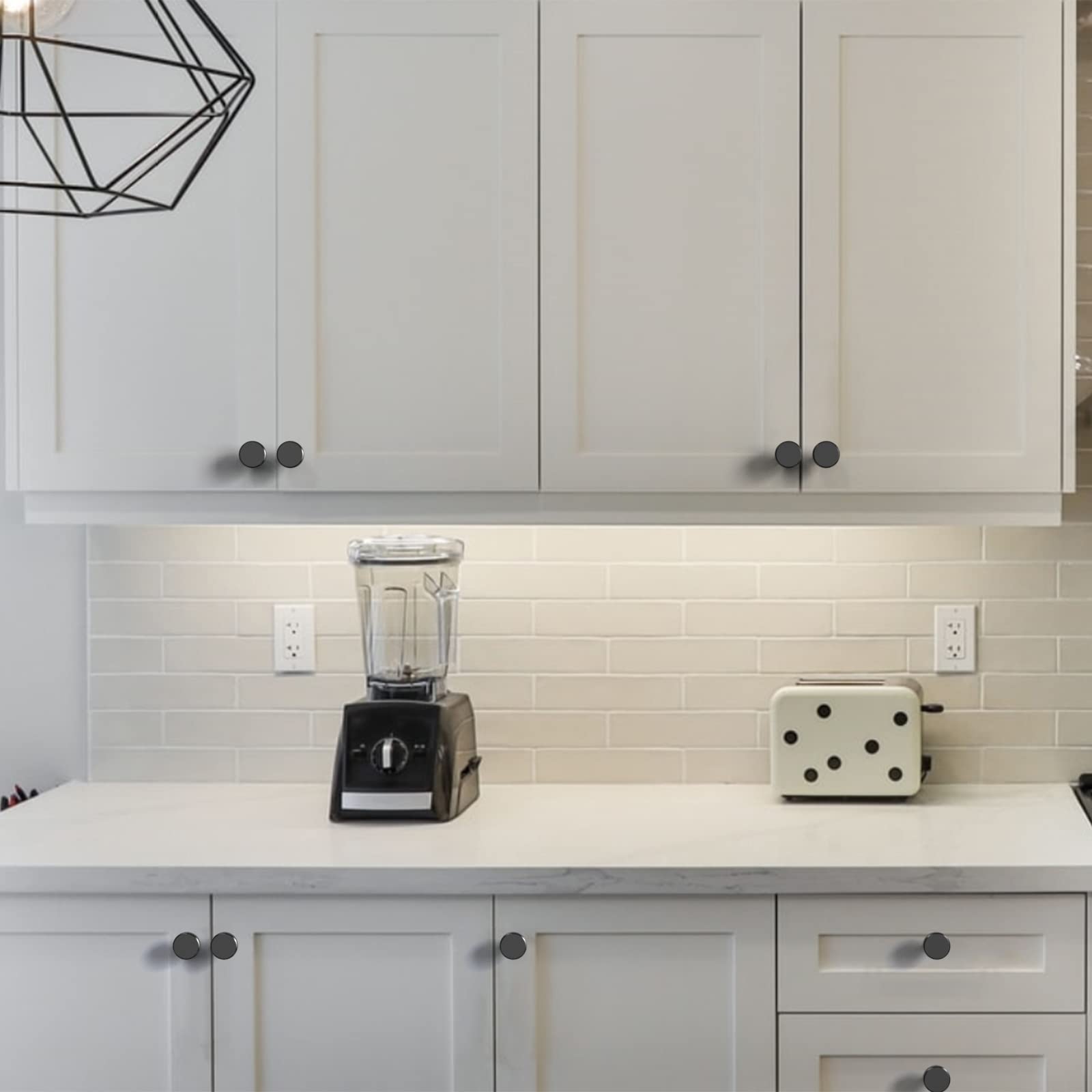 Amerdeco knob installed on a drawer, adding a modern matte accent.
