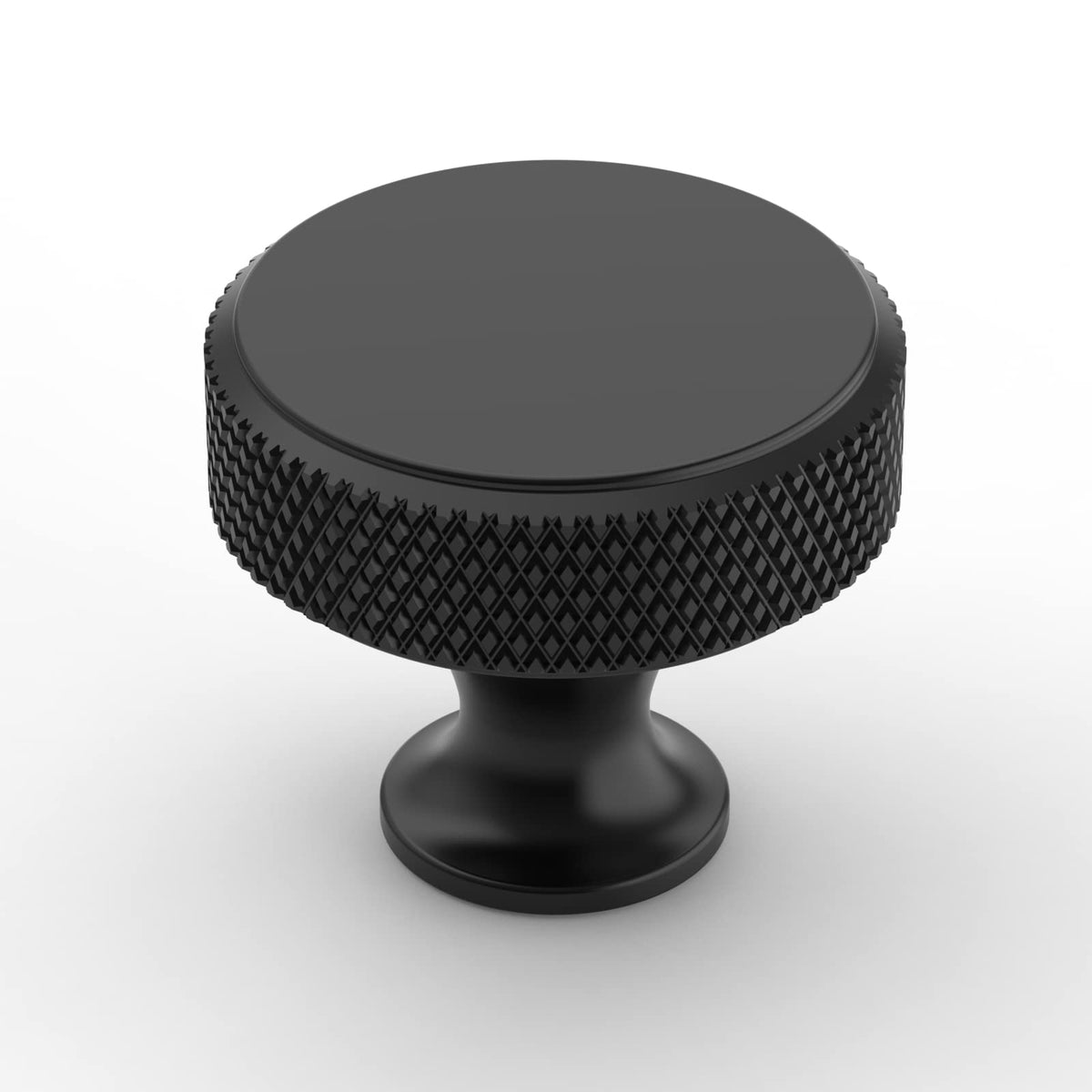 Amerdeco knob front view with knurled texture for easy cabinet grip.