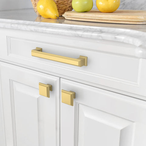 Amerdeco brushed gold cabinet hardware suits kitchens, baths, and storage