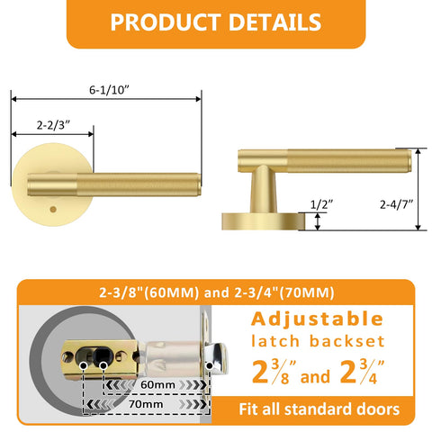 Amerdeco brushed gold door handle installation with screwdriver in minutes