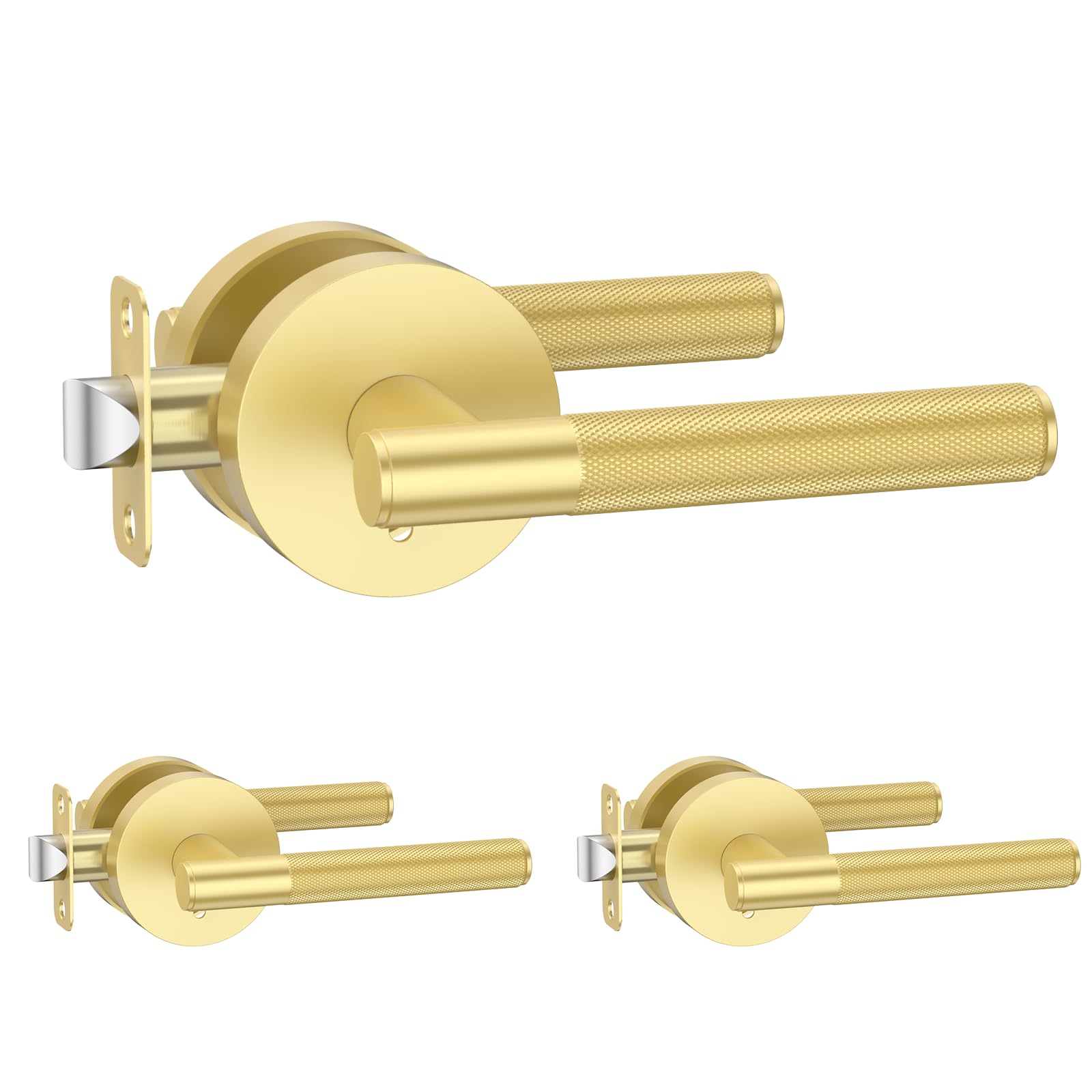 Amerdeco brushed gold door handle front view for premium interior style