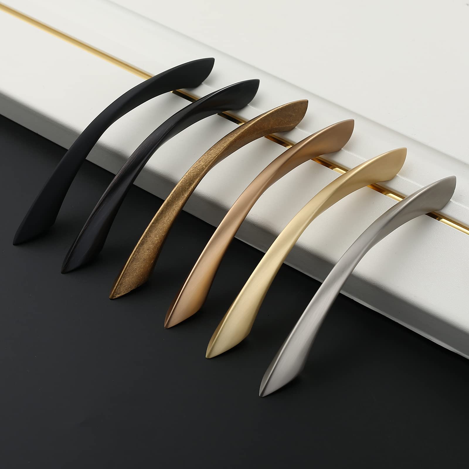 Close-up of Amerdeco pull showing brushed satin nickel finish and smooth twist