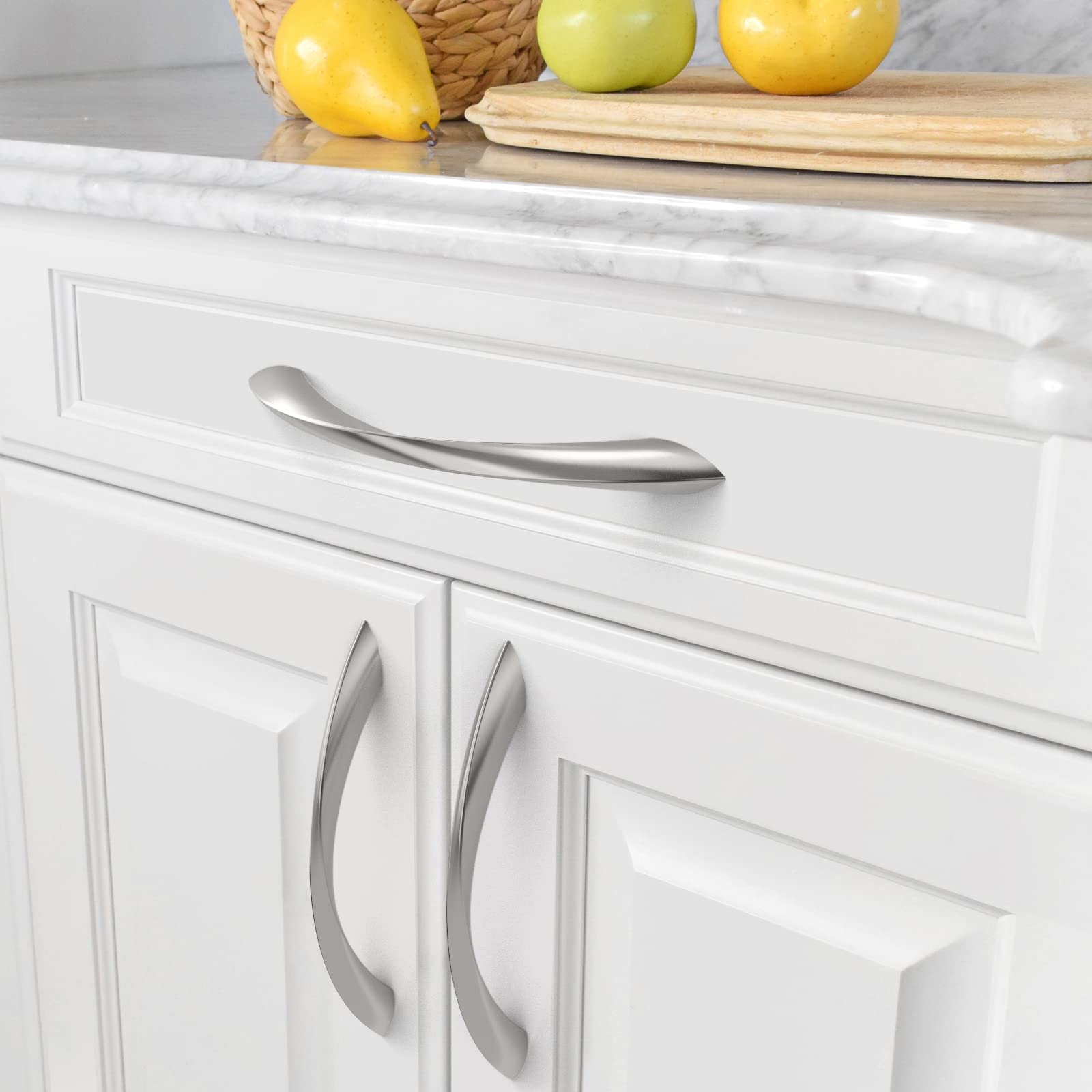 Amerdeco 5 inch center pull mounted on a cabinet door
