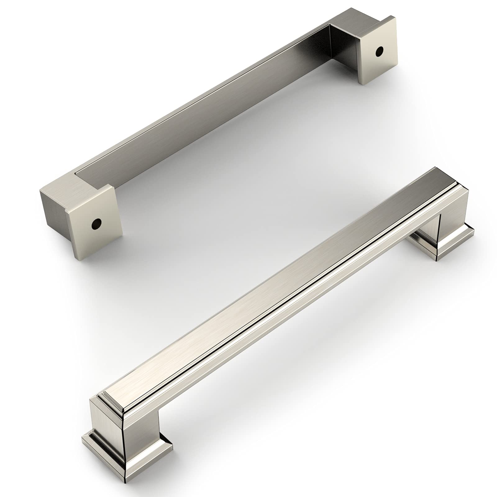 Amerdeco brushed satin nickel 5inch hole-centers pulls for cabinets and drawers, durable daily-use hardware