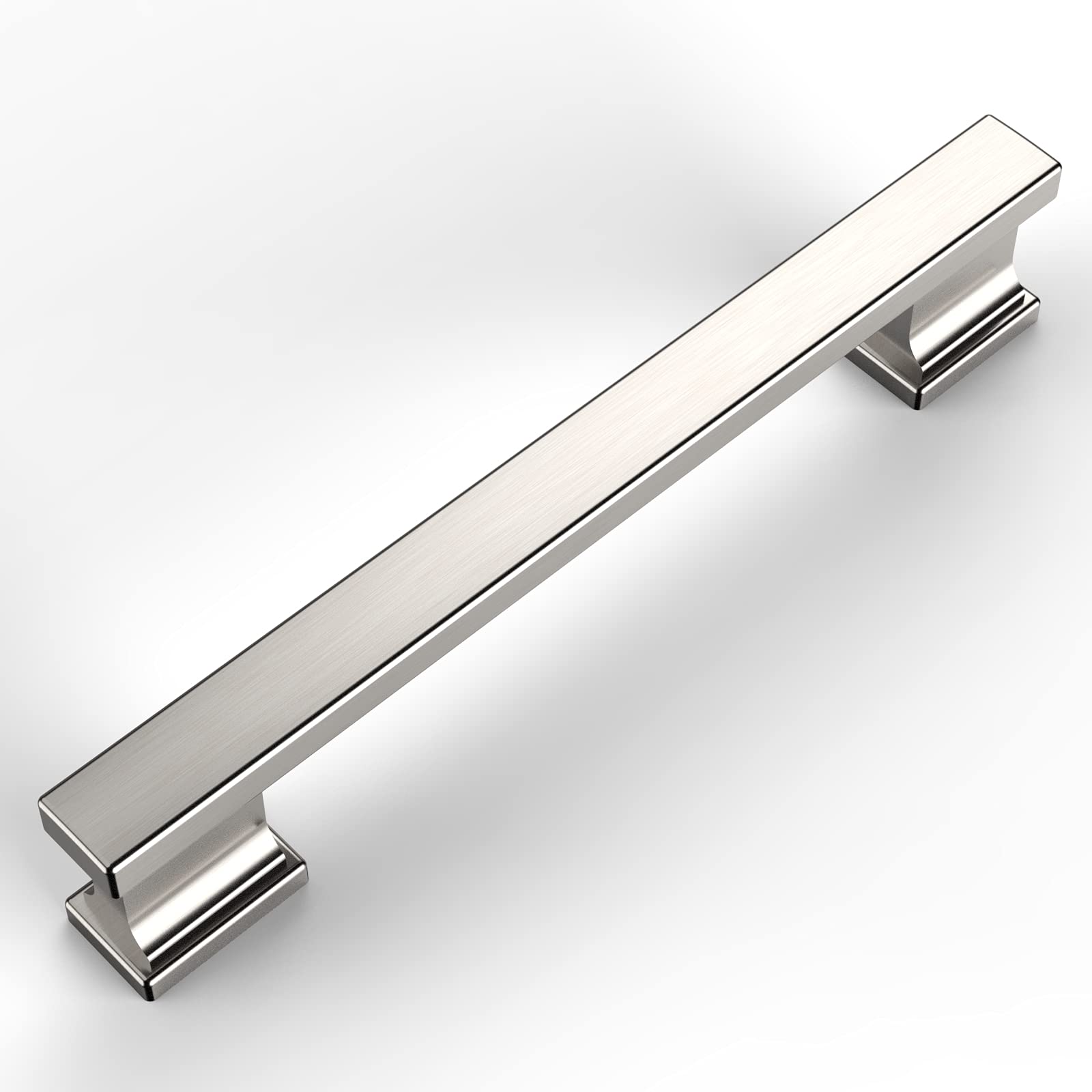 Amerdeco cabinet pull front view with brushed satin nickel finish for a modern look