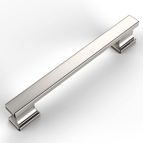 Amerdeco cabinet pull front view with brushed satin nickel finish for a modern look