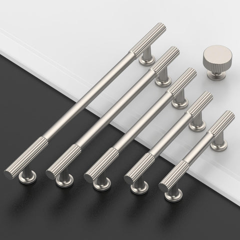 Close-up of brushed satin nickel texture on Amerdeco knob for premium hardware look.