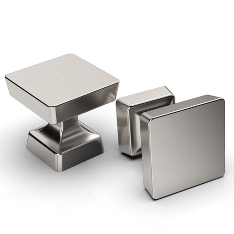 Amerdeco brushed satin nickel knob front view for a clean cabinet upgrade
