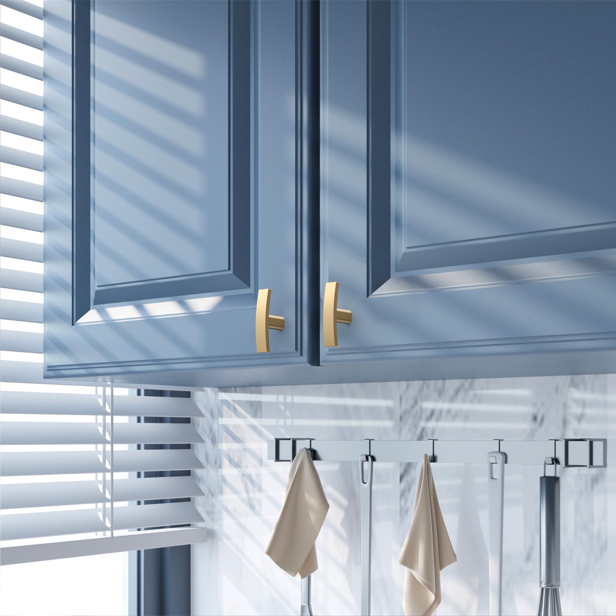 Detail view of Amerdeco champagne bronze kitchen cabinet hardware for easy install