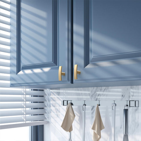 Detail view of Amerdeco champagne bronze kitchen cabinet hardware for easy install