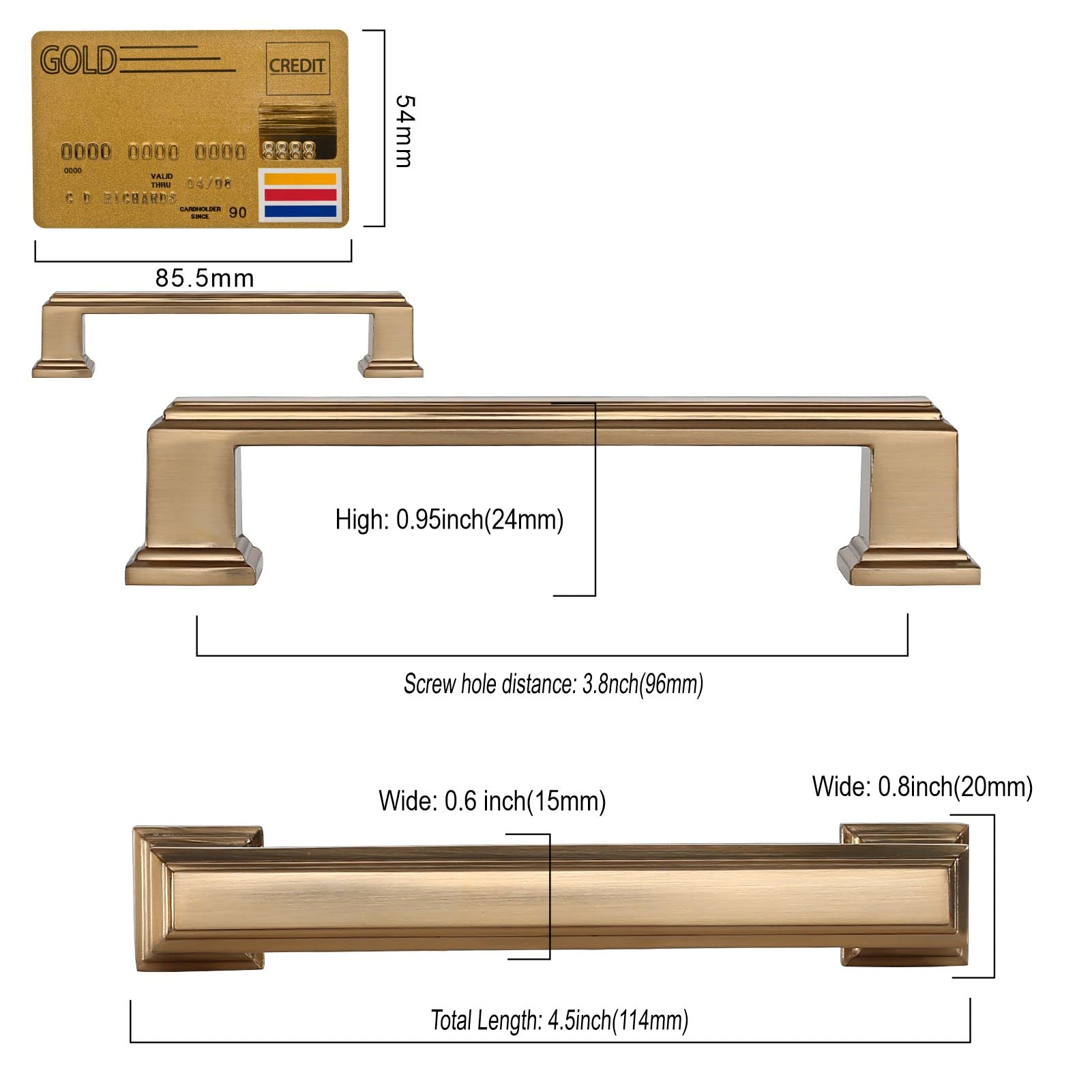 Amerdeco champagne bronze kitchen hardware on cabinet door for a modern look