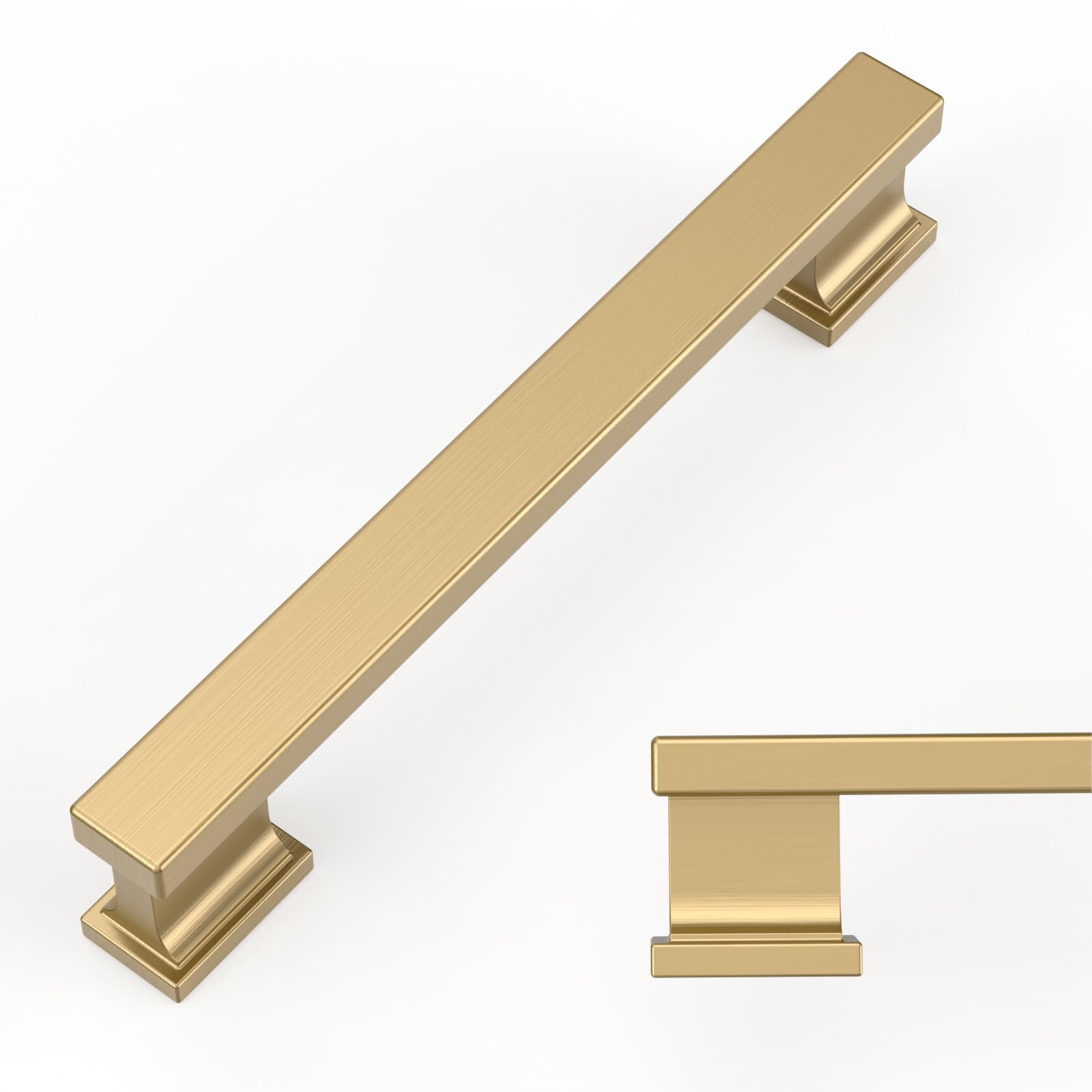 Amerdeco champagne bronze pull front view adds warm hardware to cabinets.