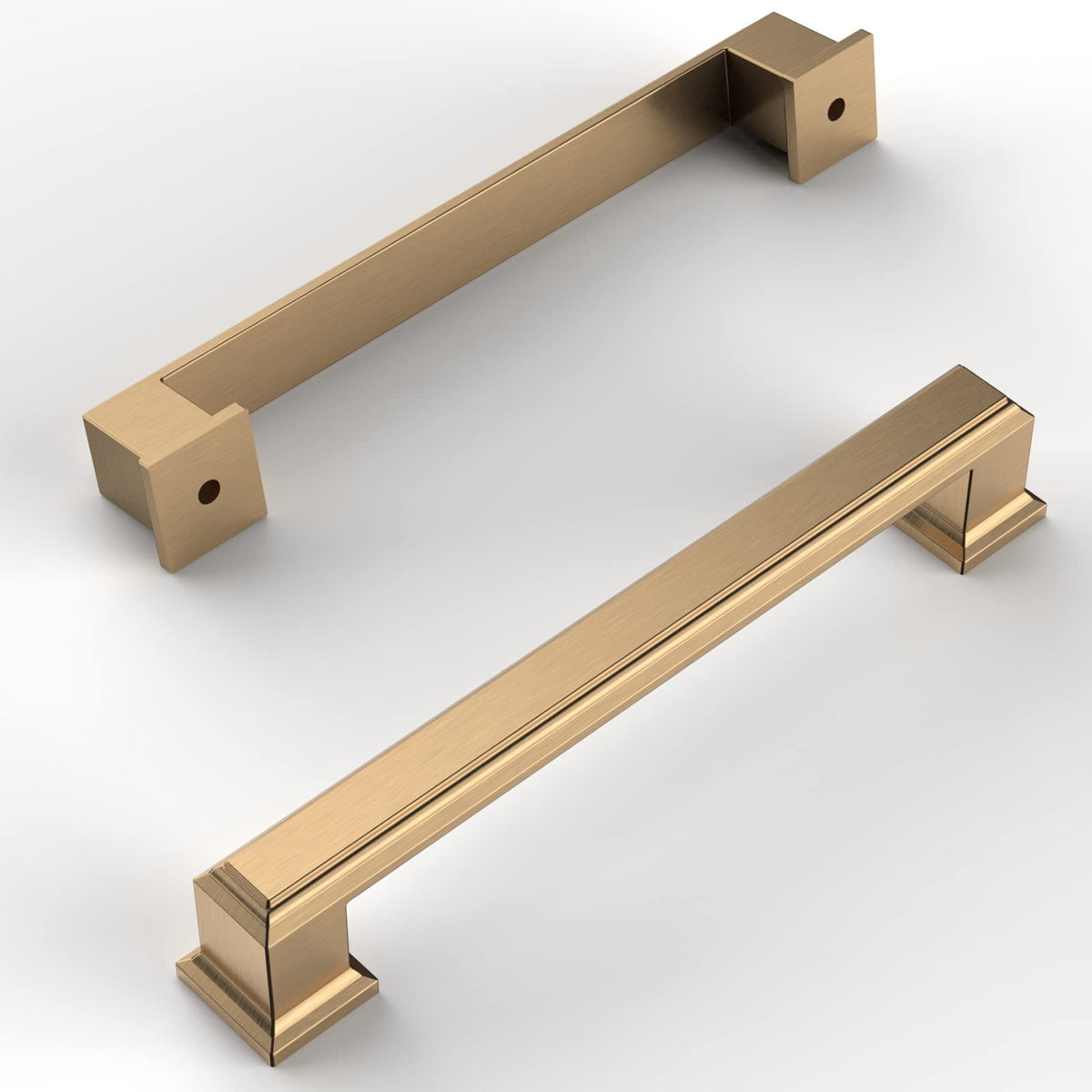 Amerdeco champagne bronze cabinet pulls close-up showing 5-inch center fit