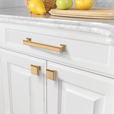 Amerdeco champagne bronze pulls on a cabinet illustrate easy DIY upgrade