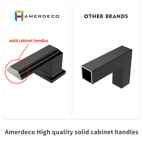 Amerdeco hardware shows 128 mm center spacing for kitchen installations