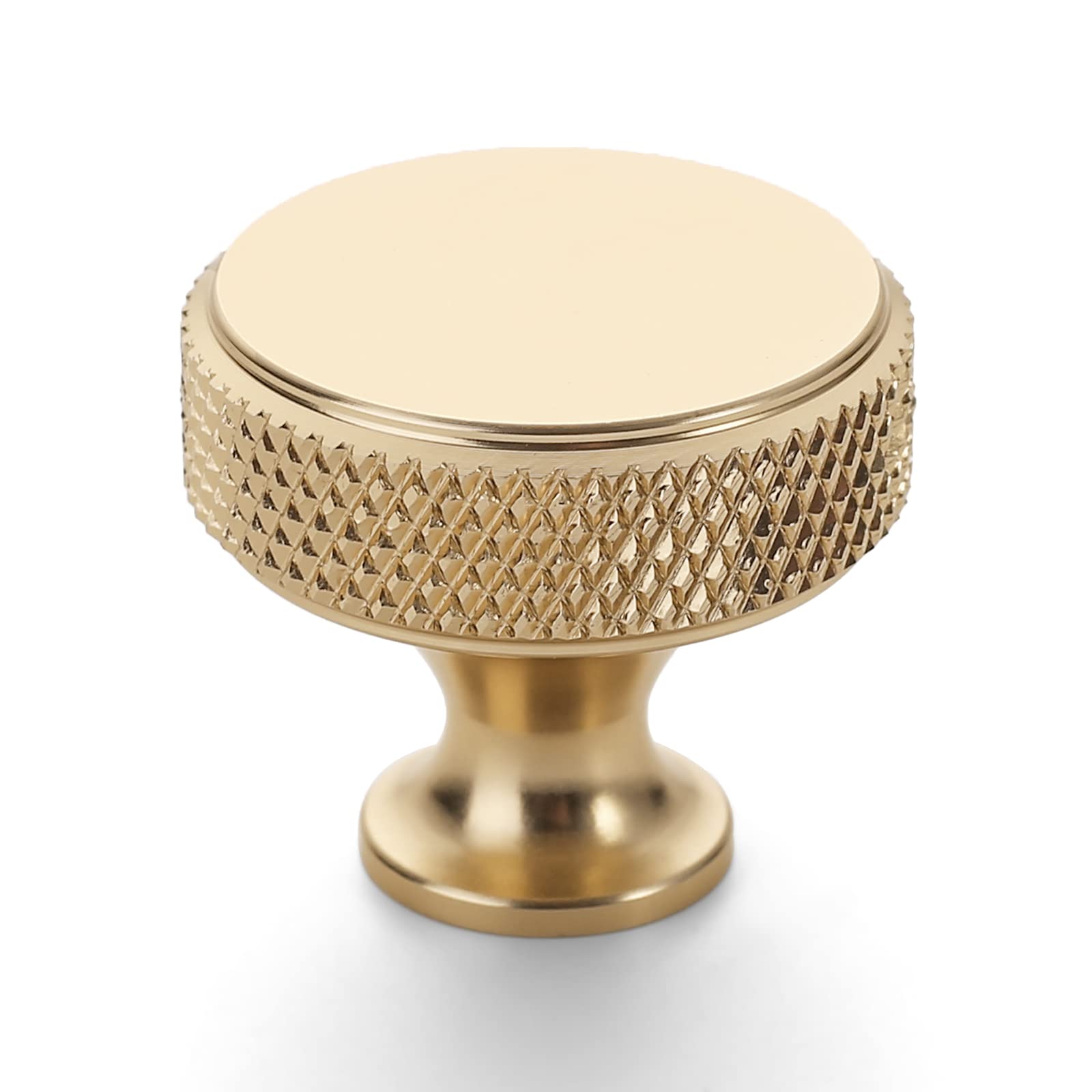 Amerdeco gold knurled cabinet knob with polished finish for durable kitchen updates