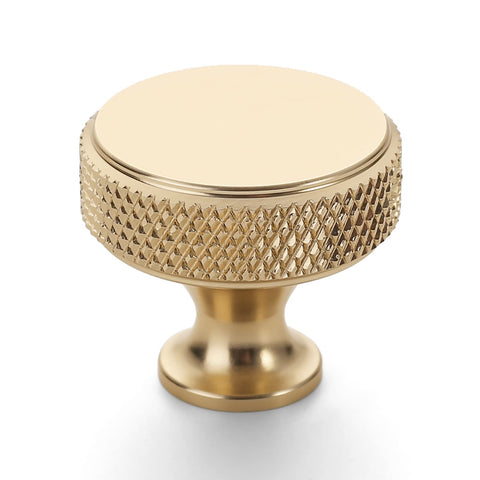 Amerdeco gold knurled cabinet knob with polished finish for durable kitchen updates