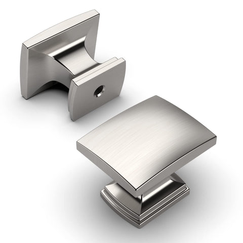 Amerdeco brushed satin nickel knob closeup shows durable modern finish