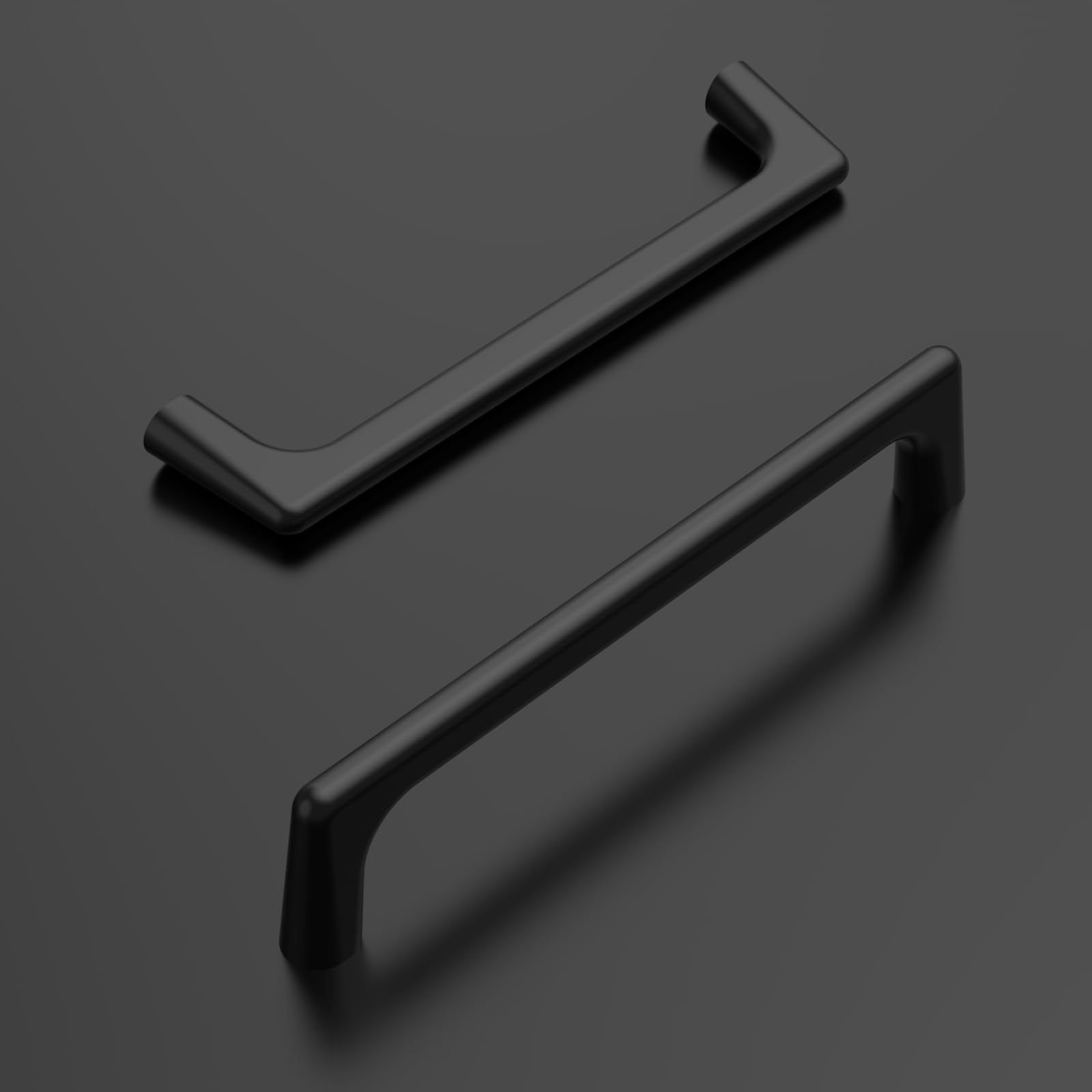 Amerdeco matte black cabinet pull side view shows slim profile and grip