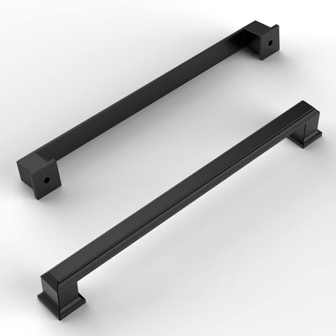Amerdeco matte black cabinet pulls angle view for a modern kitchen upgrade.