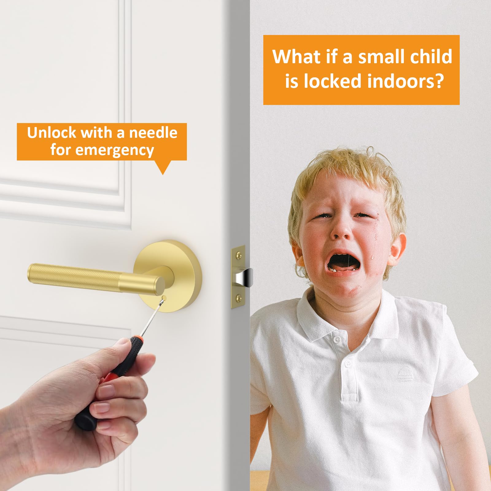 Amerdeco privacy handle with exterior emergency release hole for quick access