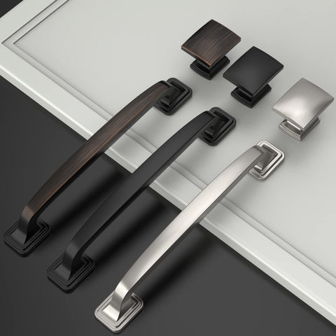 Amerdeco brushed satin nickel pull visible on cabinet front for smooth operation