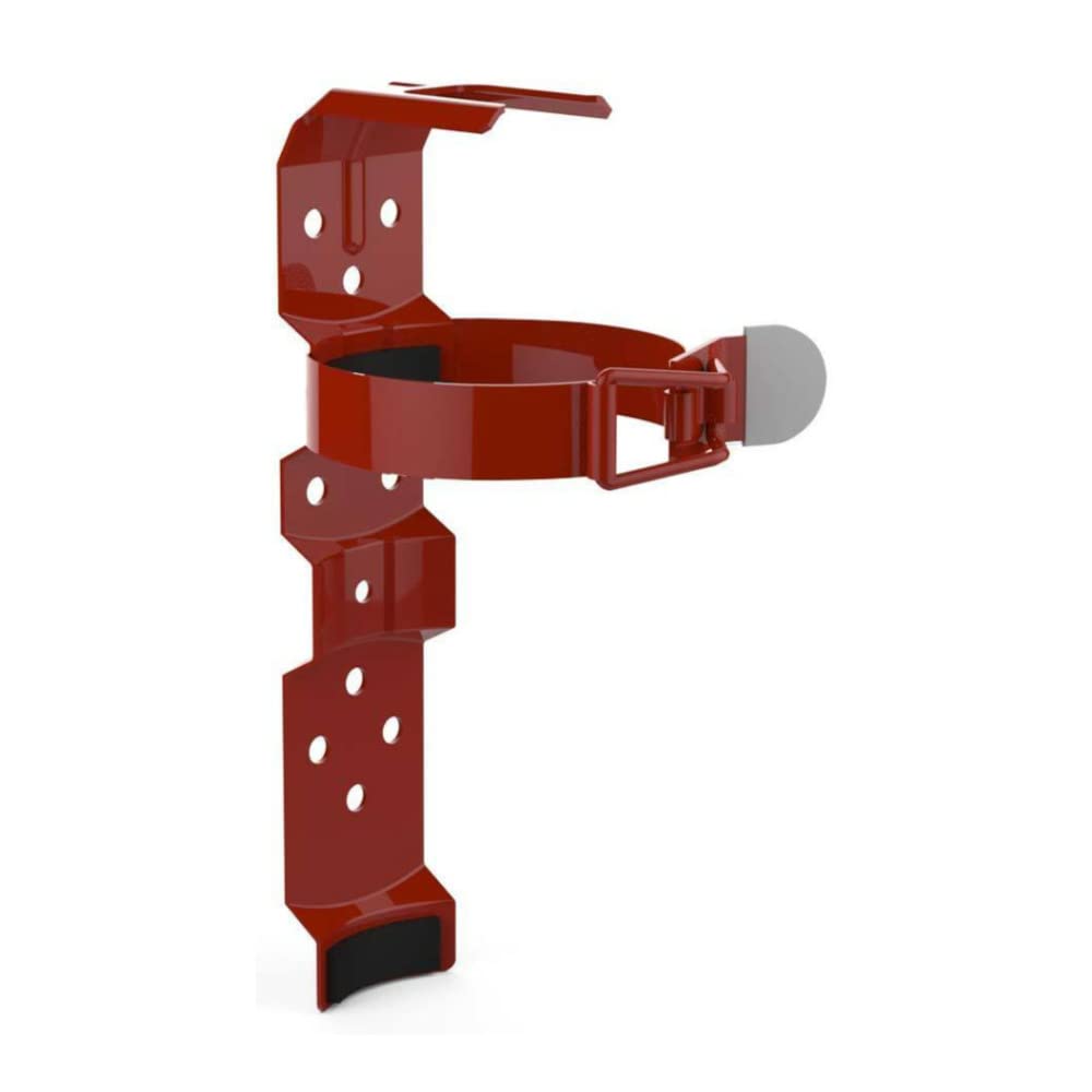 Amerex 818 red vehicle/marine bracket keeps compatible extinguishers accessible on boats and vehicles