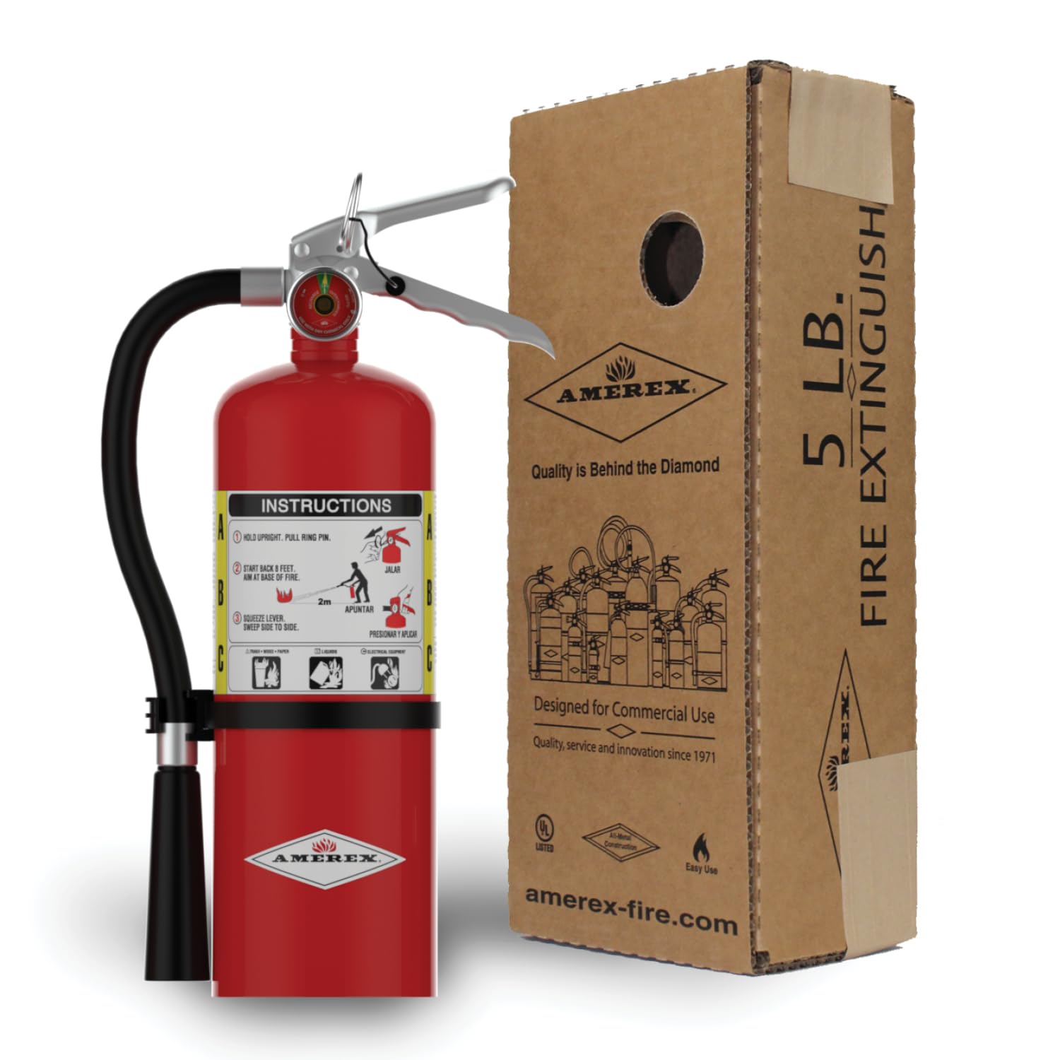 Amerex B500 side profile; slim fit behind doors or in cabinets.