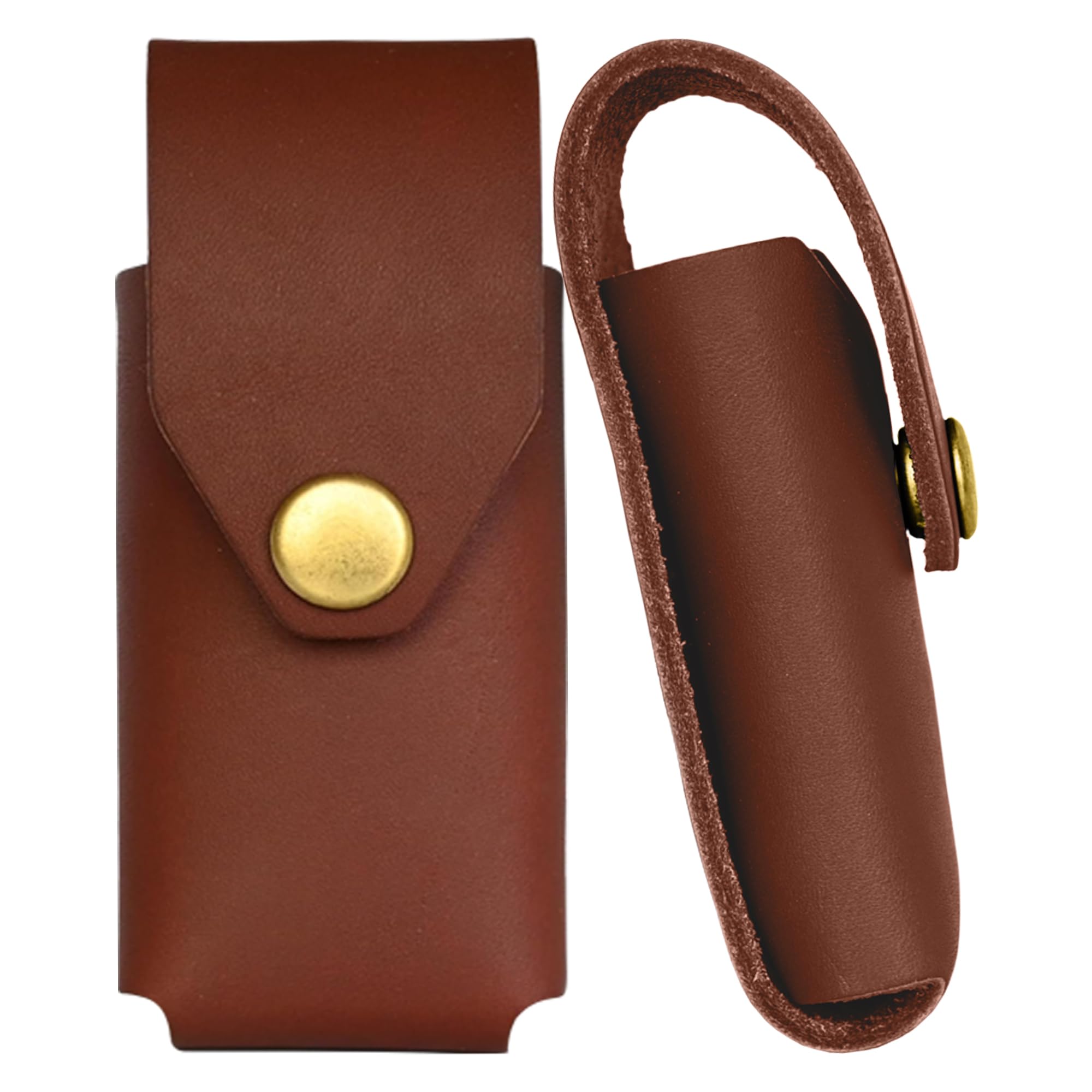 American Bench Craft multitool sheath in full-grain leather provides secure Leatherman storage.