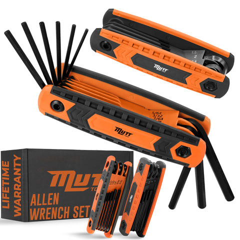 AMERICAN MUTT TOOLS 17pc folding Allen keys in a compact case for on-the-go bike repairs.