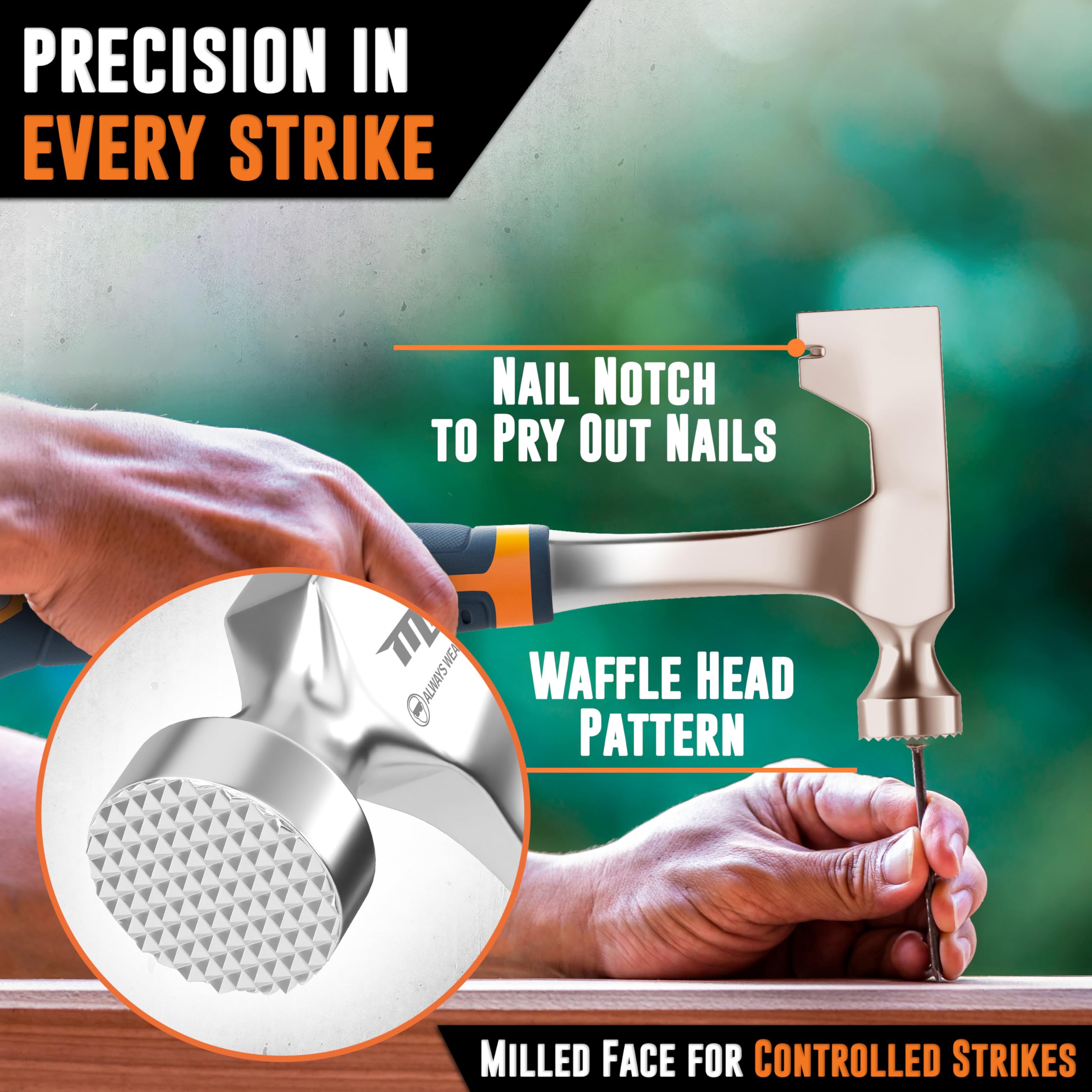 AMERICAN MUTT TOOLS balanced-hammer 14oz design enhances control during long work sessions